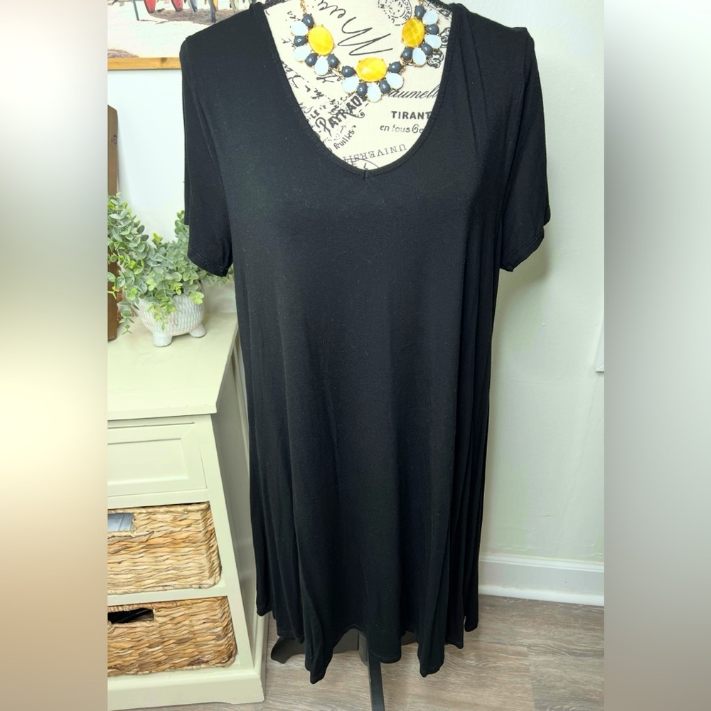 V-Neck Jersey Swing Dress